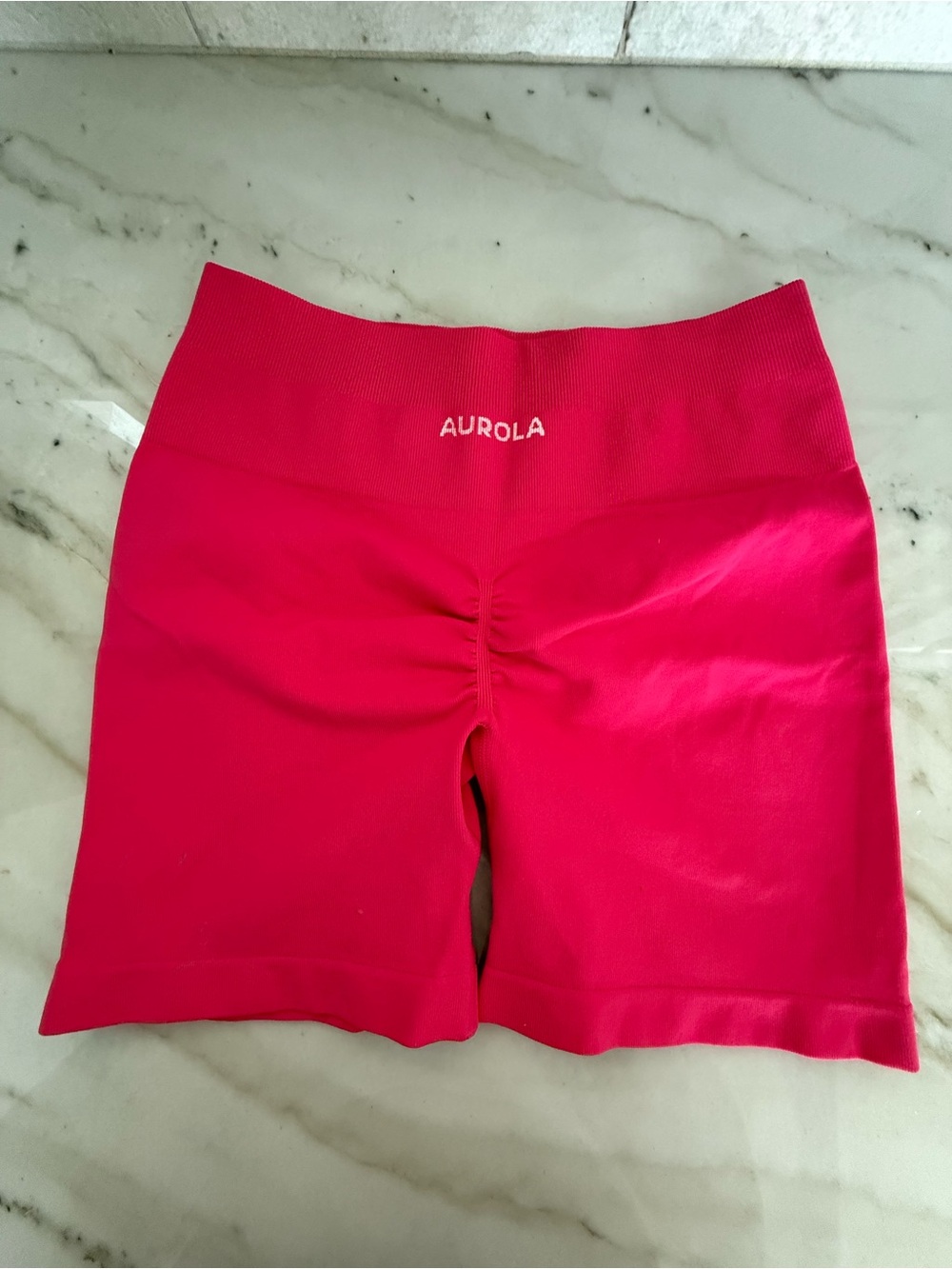 Aurola- Women's High-Waist Pink Bike Shorts- size M